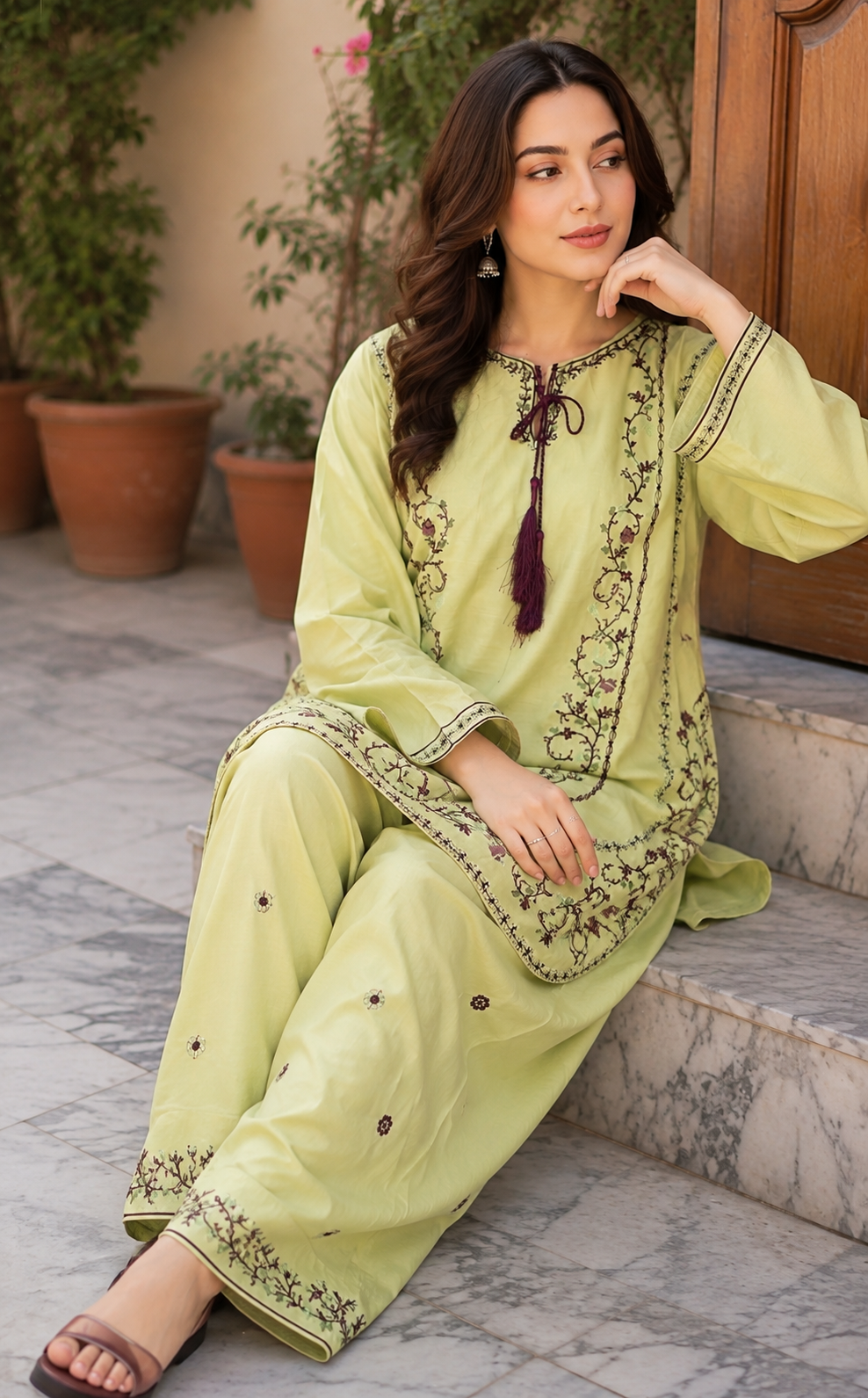 Serelle Embroidered Two-Piece Co-Ord Set