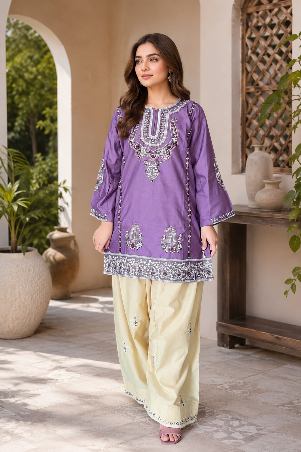 Lavender Muse 2PC Co-Ord Set With Farshi Trouser