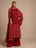Crimson Reverie Printed 3-Piece Suit