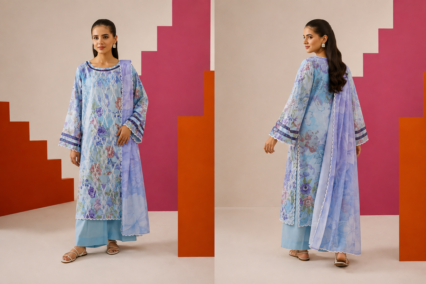 🌸 Serene Bloom — 3Pc Embroidered Collection 🌸