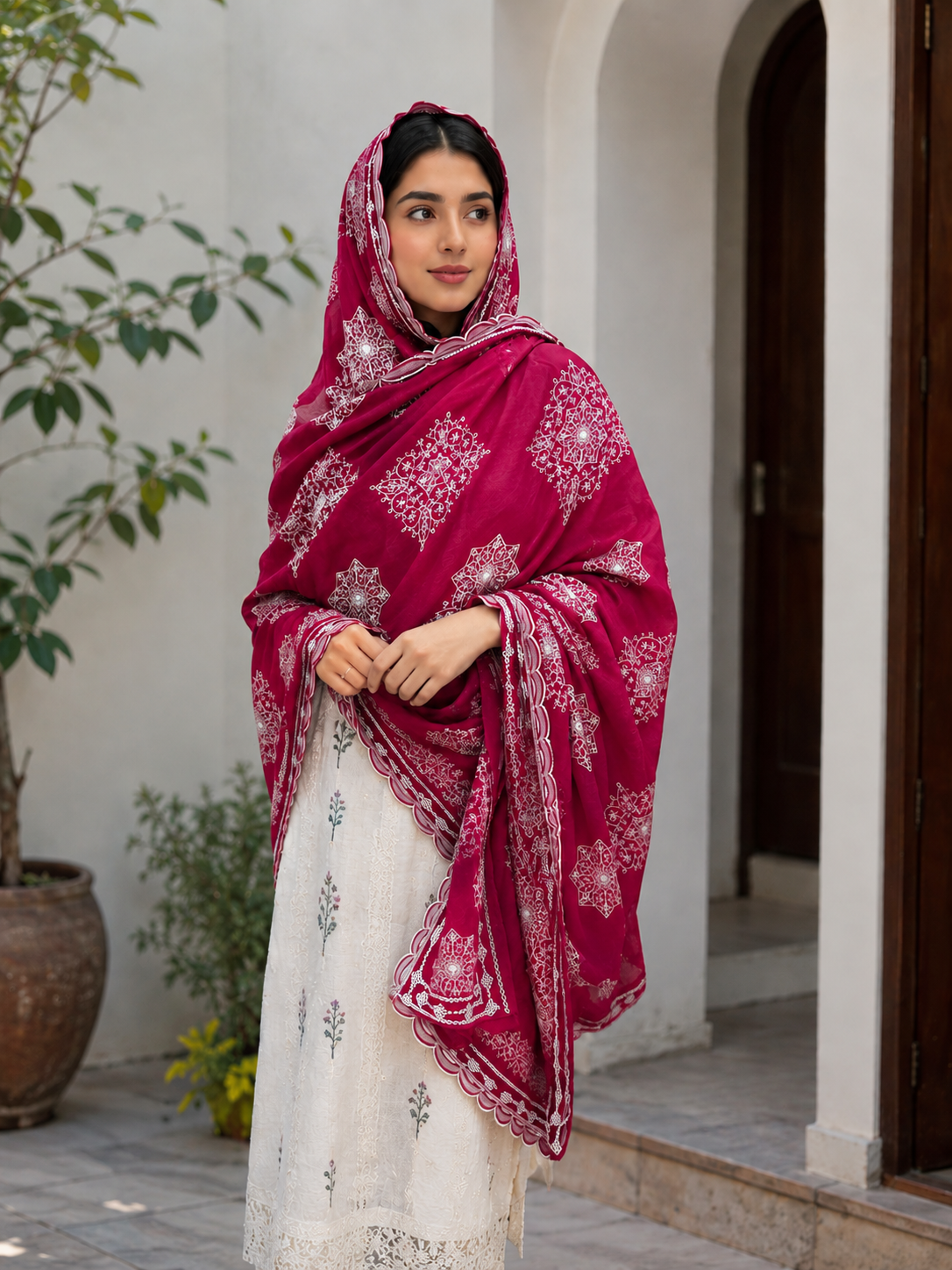 Crimson Noor Embroidered Chadar