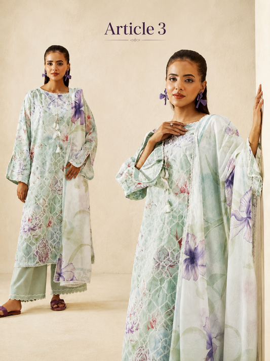 🌸 Serene Bloom — 3Pc Embroidered Collection 🌸