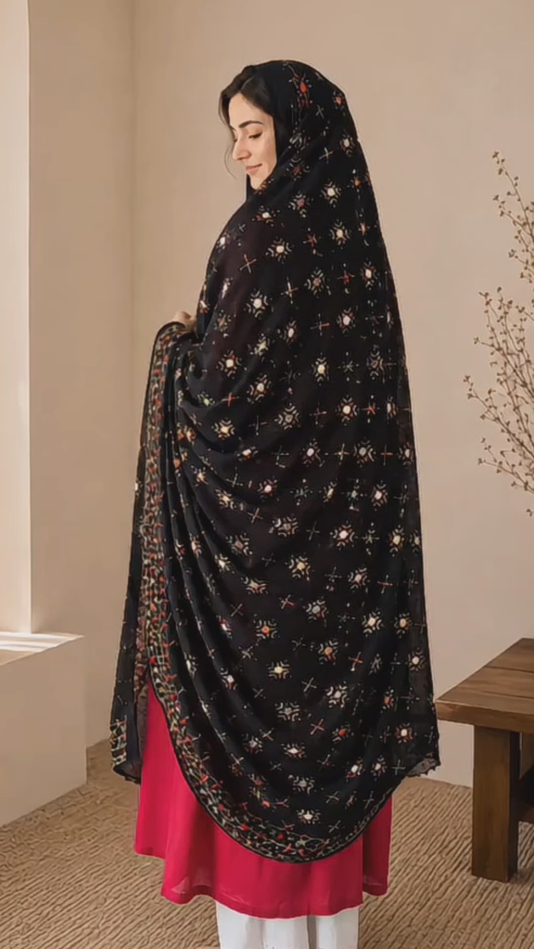 Black Chadar with Hand Work