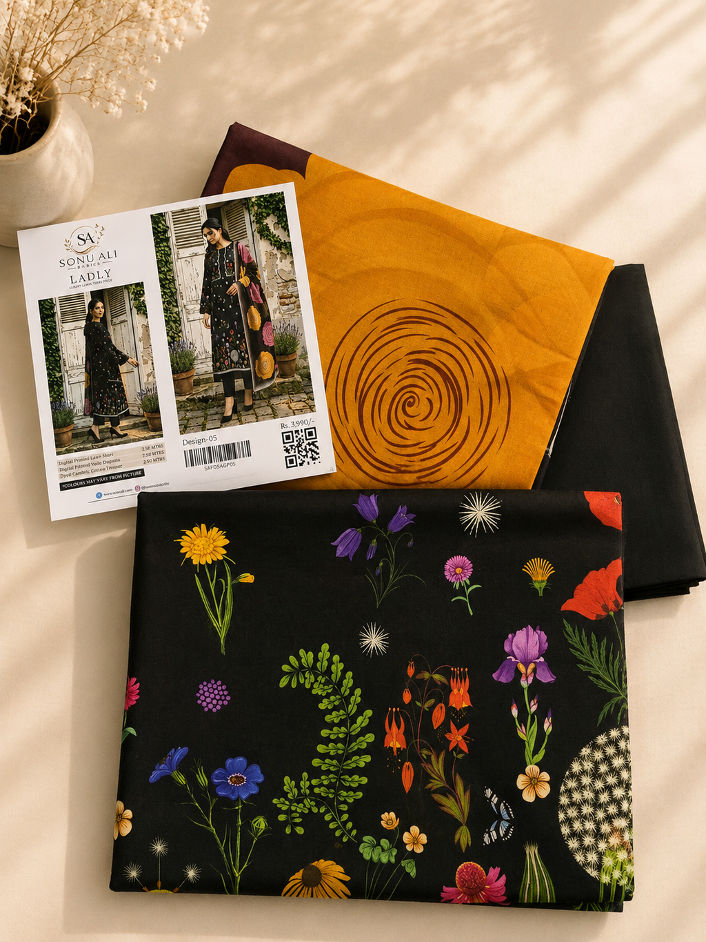 Midnight Bloom 3PC Lawn Suit