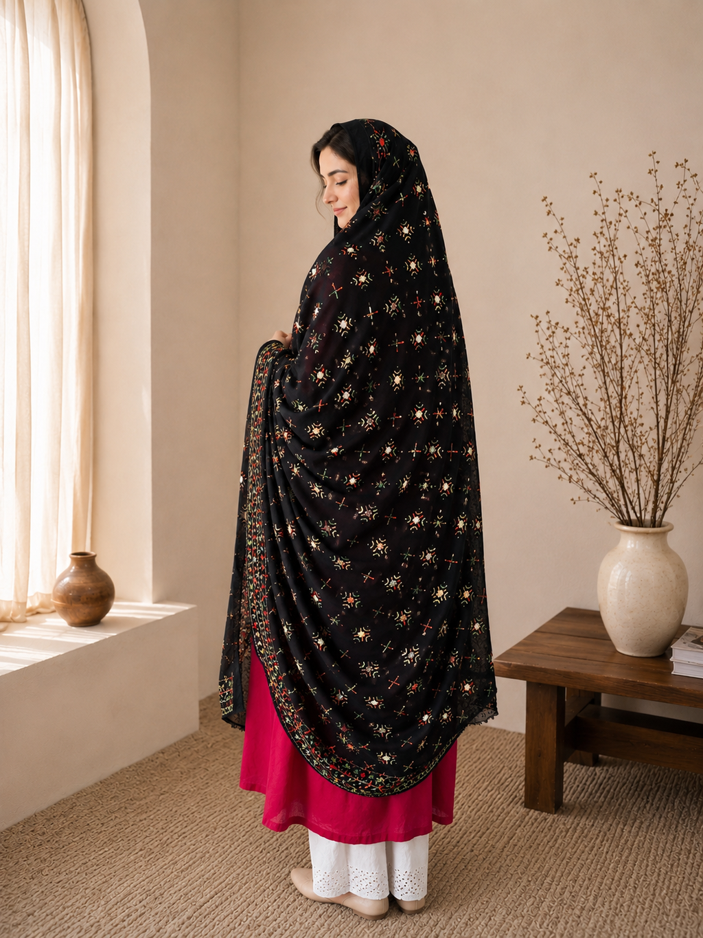 Black Chadar with Hand Work