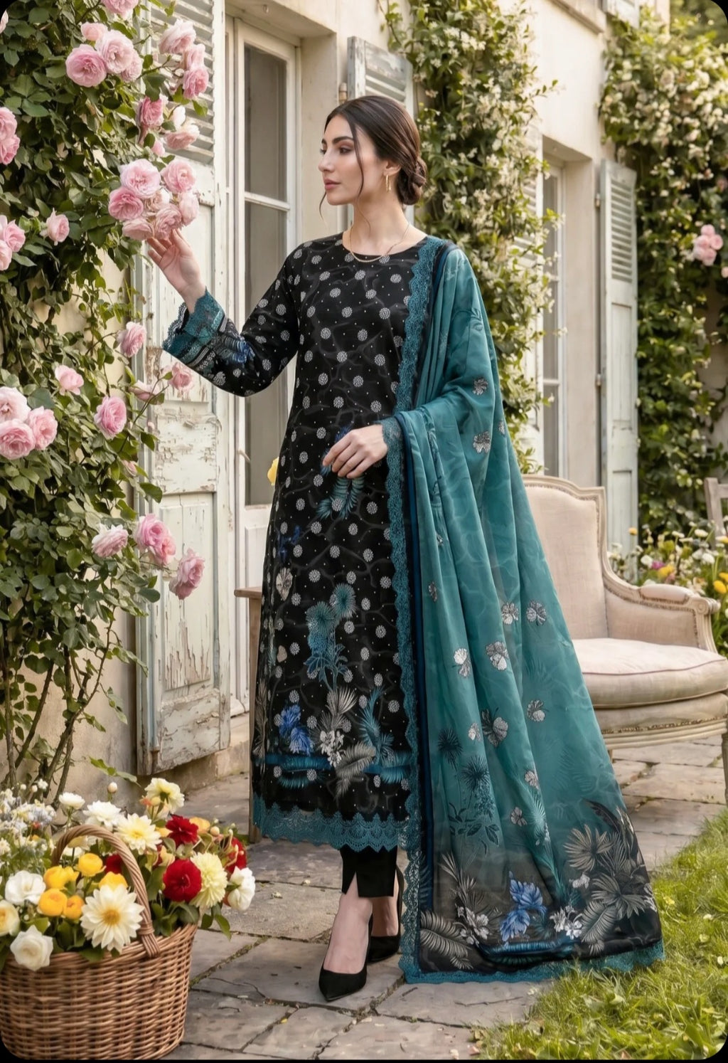 Midnight Teal 3PC Lawn Suit
