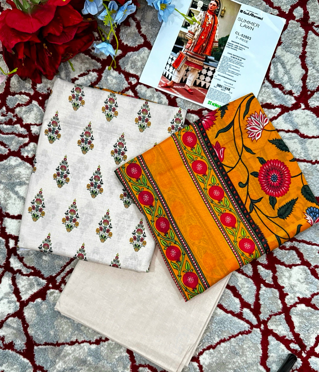 Terracotta Bloom Printed Lawn 3-Piece Suit