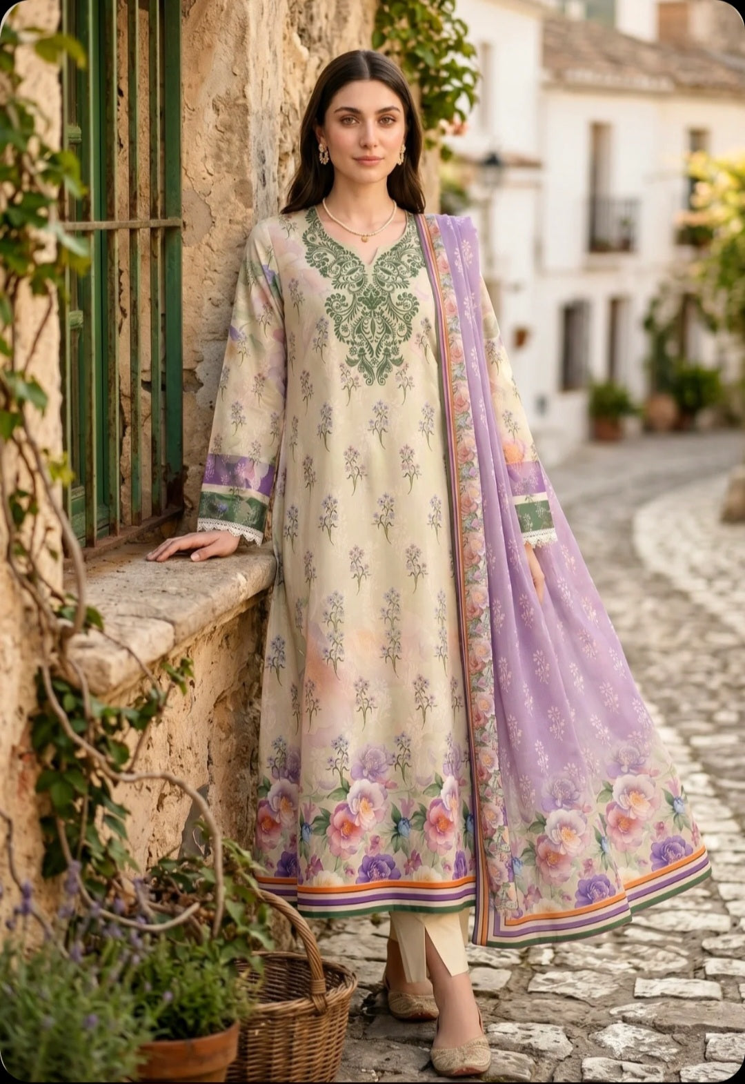 Lavender Blossom 3PC Lawn Suit